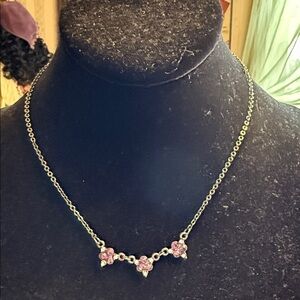 1928 brand darkened Silvertone adjustable station necklace with purple stones